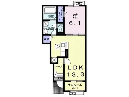 プレアデス B(1LDK/1階)の間取り写真