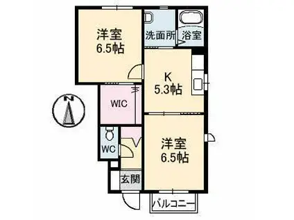 T・H・サルーテ A棟(2K/1階)の間取り写真