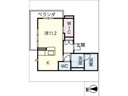 BELDMIR I-CA(ワンルーム/1階)の間取り写真