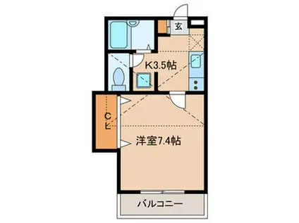 ソルクレスト北烏山(1K/2階)の間取り写真