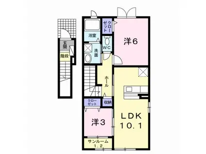 パッシオ(2LDK/2階)の間取り写真