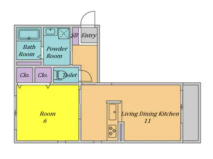 プリマコート(1LDK/2階)の間取り写真