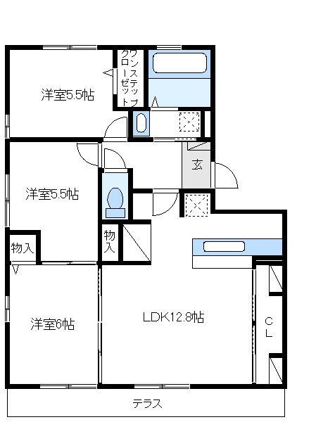 グランソーレI(3LDK/2階)の間取り写真