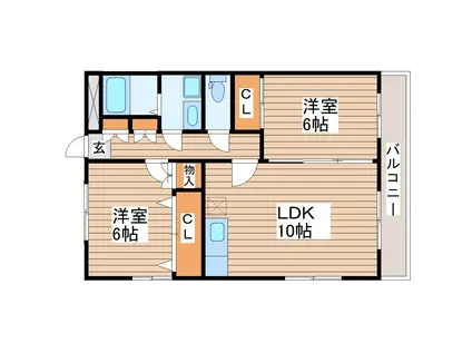 BAU柳生(2LDK/2階)の間取り写真