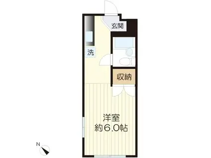 三田フラット(1K/1階)の間取り写真