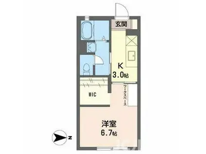 ルミエールKA(1K/2階)の間取り写真