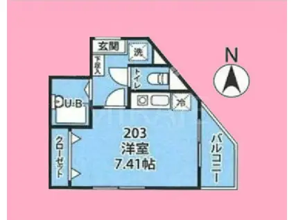 AXIS中町(1K/2階)の間取り写真