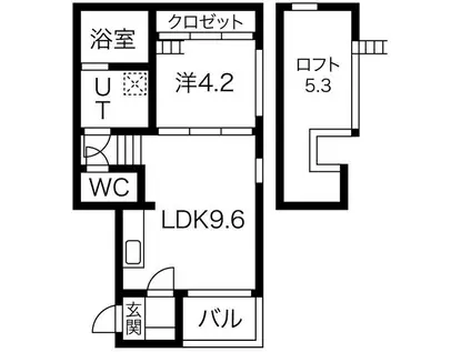 ミレニア栄生 (1LDK/2階)の間取り写真