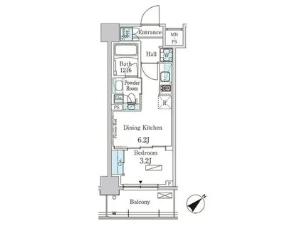 パークアクシス大塚ガーデンスクエア(1DK/5階)の間取り写真