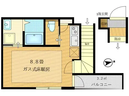 セサミ調布(ワンルーム/2階)の間取り写真