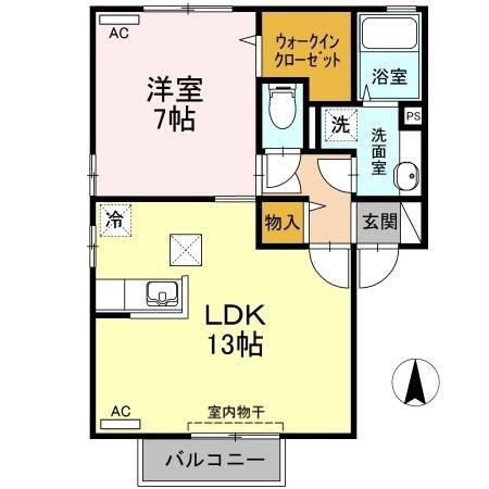 デュレ・ボナールC(1LDK/1階)の間取り写真