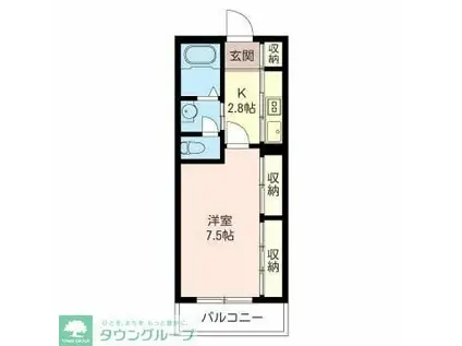 レポスガーデン(1K/1階)の間取り写真