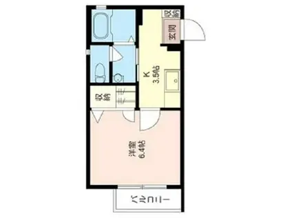 プリムヴェール(1K/2階)の間取り写真