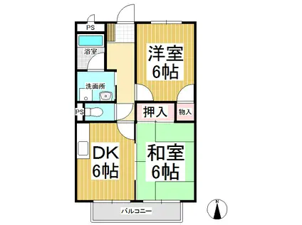 サンヴィレッジ浅間(2DK/2階)の間取り写真