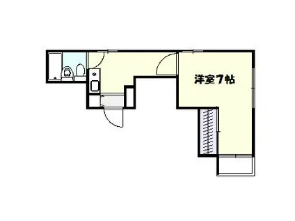 東急東横線 祐天寺駅 徒歩7分 2階 収納有 3面採光 広々23平米(1K/2階)の間取り写真