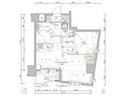 SYFORME KANNAIII(1LDK/8階)の間取り写真