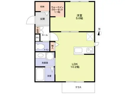 アンソレイユ明大前(1LDK/1階)の間取り写真