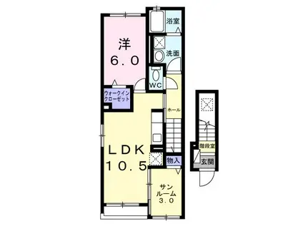 サン・カルム(1LDK/2階)の間取り写真