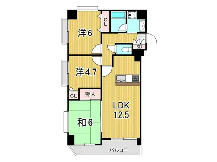 ライオンズプラザ大泉学園(3LDK/11階)の間取り写真