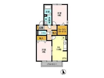 ヒルサイドコート五番館(2DK/2階)の間取り写真