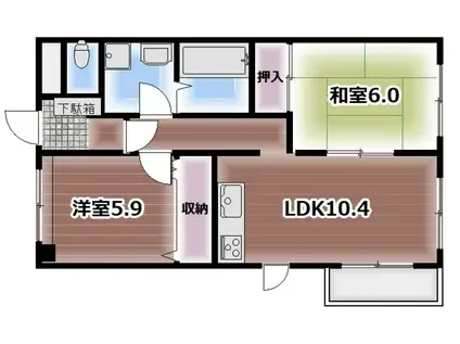 メゾンドール藤(2LDK/2階)の間取り写真