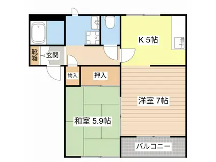 ファミールK1(2K/1階)の間取り写真