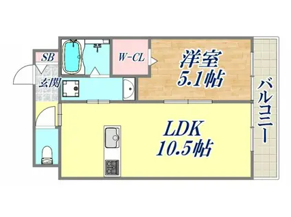 HEBEL MAISON 甲子園口北町イースト(1LDK/1階)の間取り写真