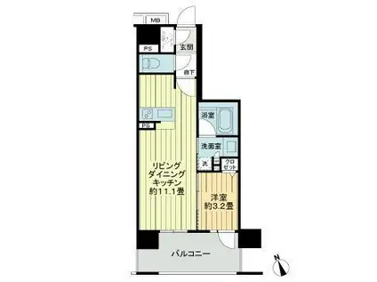 LEBEN上通 THE RESIDENE(1LDK/9階)の間取り写真
