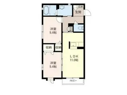 ブリリアントC(2LDK/2階)の間取り写真