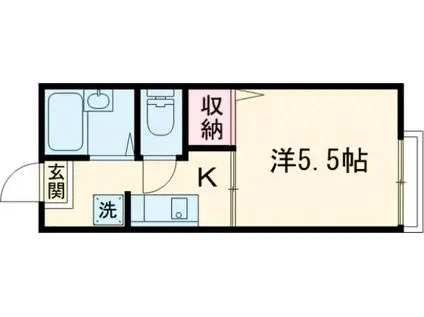 リヴィエール富雄(1K/2階)の間取り写真