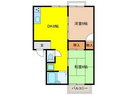 ファミール恵I・II(2DK/2階)の間取り写真