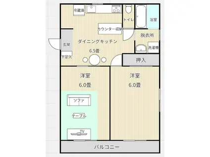 ベレーザ PARTⅠ(2DK/1階)の間取り写真