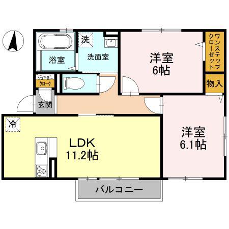 エトワールM B棟(2LDK/2階)の間取り写真