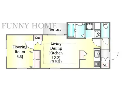 ボヌール西蒲田(1LDK/1階)の間取り写真