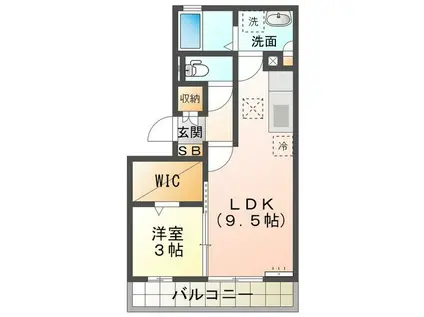 リビングタウンえどばしA棟(1LDK/1階)の間取り写真