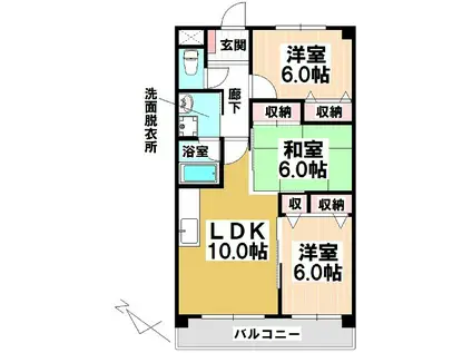 ニューパーク芝(3LDK/4階)の間取り写真