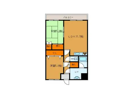 ジュエルタウン湯川III(2LDK/3階)の間取り写真