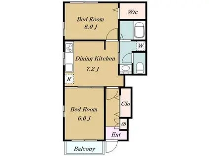 ボニート小竹向原(2DK/1階)の間取り写真