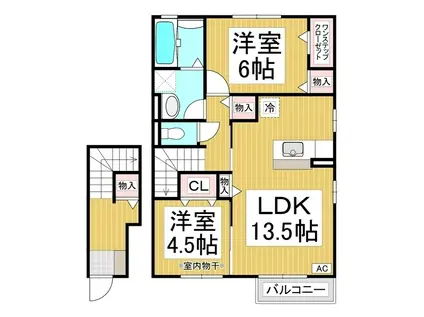 セジュールSHOWMEI(2LDK/2階)の間取り写真