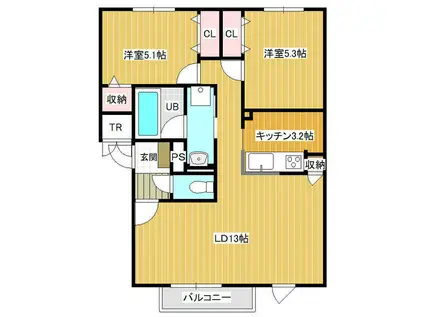 コスモ・ドルチェ(2LDK/3階)の間取り写真