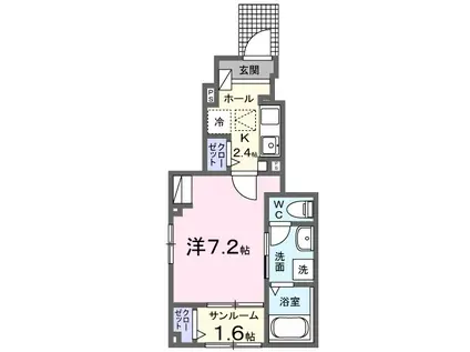カルム栄町II(1K/1階)の間取り写真