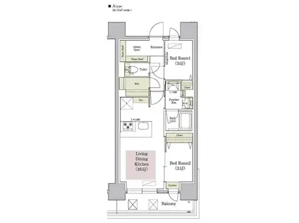 アーバネックス谷町六丁目(2LDK/5階)の間取り写真