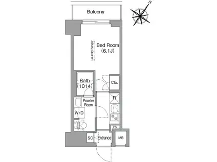 コンフォリア・リヴ横浜阪東橋(1K/8階)の間取り写真