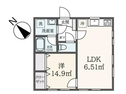 グリーンテラス(1LDK/1階)の間取り写真