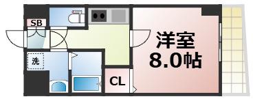 アドバンス大阪フェリシア(1K/6階)の間取り写真