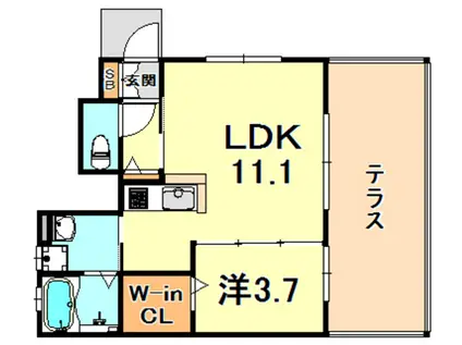 ルミエール灘北通2(1LDK/1階)の間取り写真