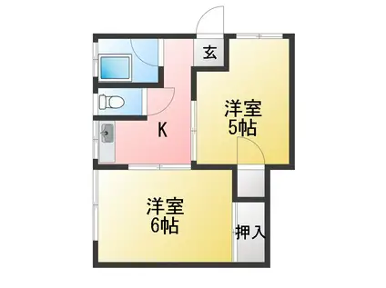 永楽コーポ(2K/2階)の間取り写真