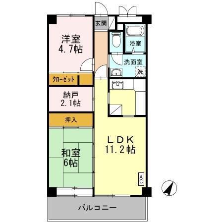 J-HOUSE太閤山(2LDK/3階)の間取り写真