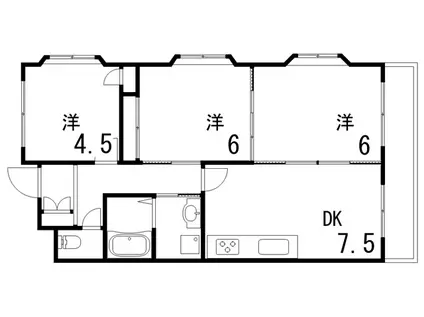エスポワール六甲(3DK/2階)の間取り写真