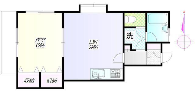 サザンヴィレッジ(1DK/3階)の間取り写真
